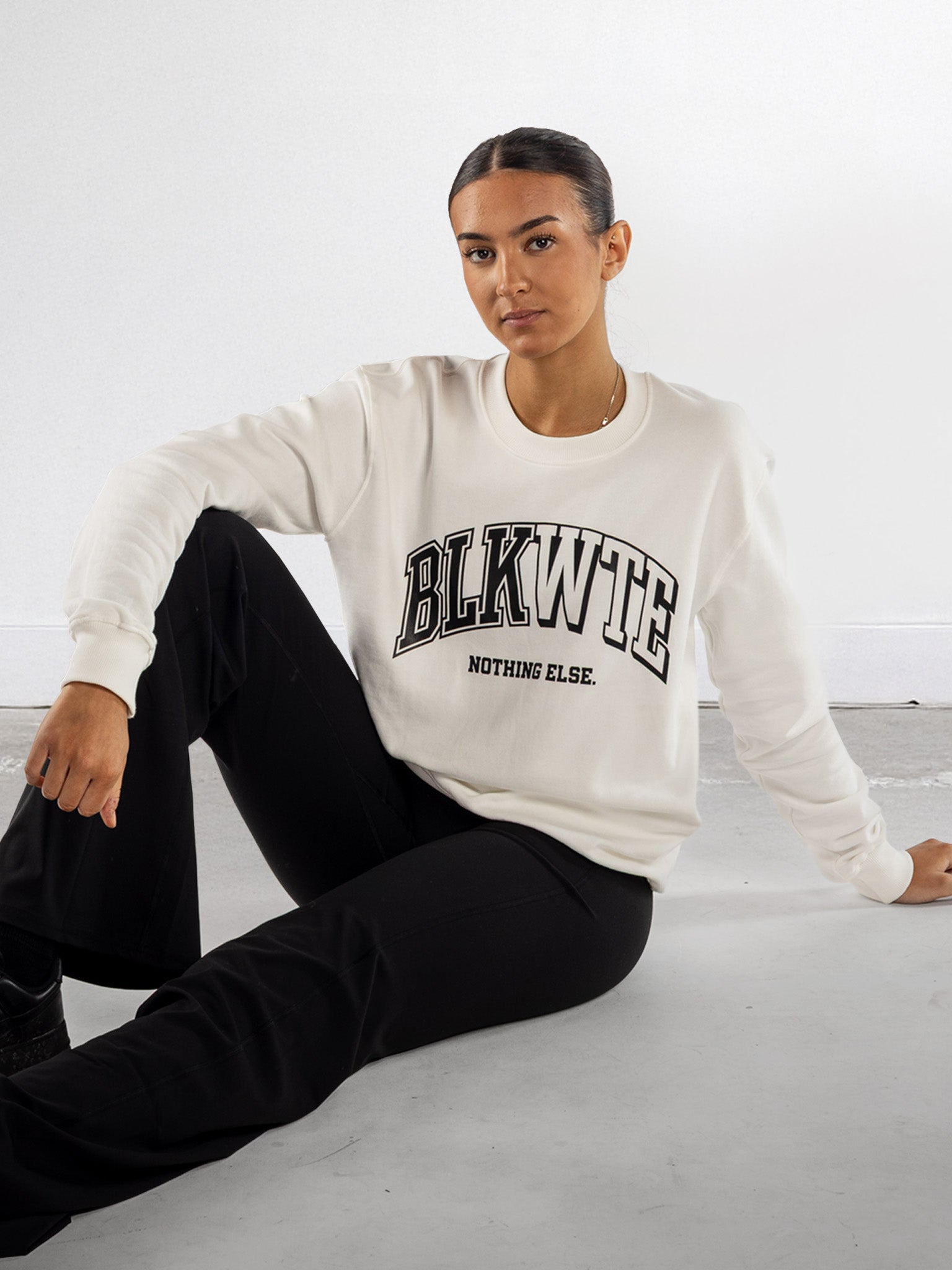 BLKWTE® College Sweatshirt - Off White - Shop Now – BLKWTE® Clothing