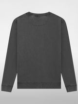 a grey stonewash sweatshirt back view, plain