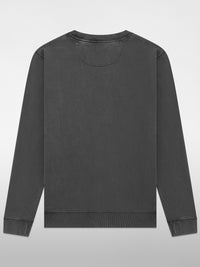 a grey stonewash sweatshirt back view, plain